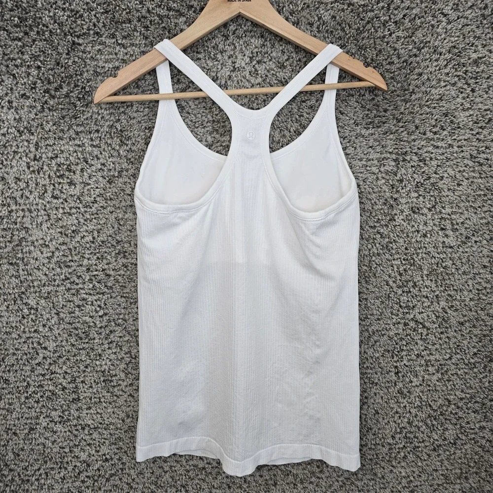 Lululemon Top Womens 12 White Ebb To Street Tank II Stretch Yoga Racerback - Picture 6 of 8